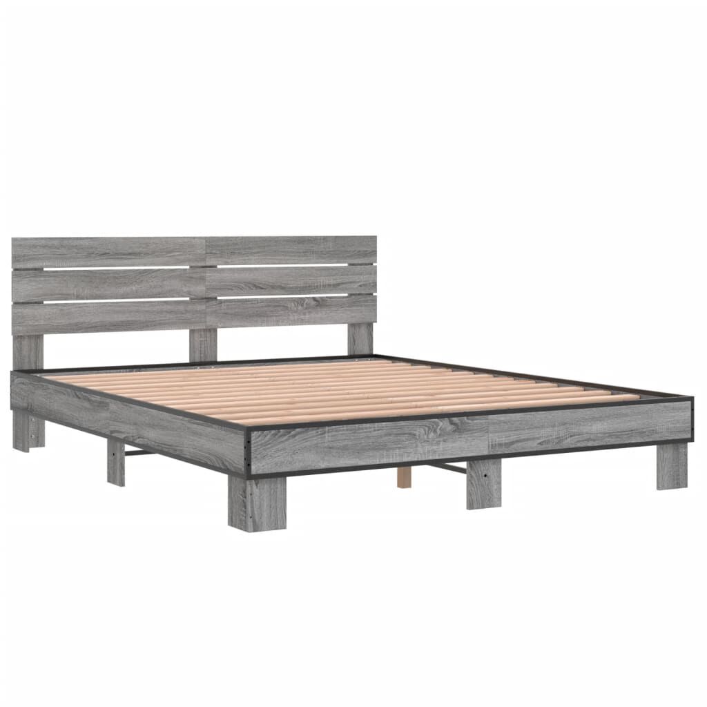 vidaXL Πλαίσιο Κρεβατιού Γκρι Sonoma 160x200 εκ. Επεξ. Ξύλο & Μέταλλο