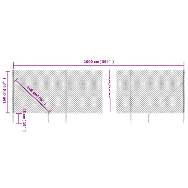 vidaXL Συρματόπλεγμα Περίφραξης Πράσινο 1,6 x 10 μ. με Καρφωτές Βάσεις