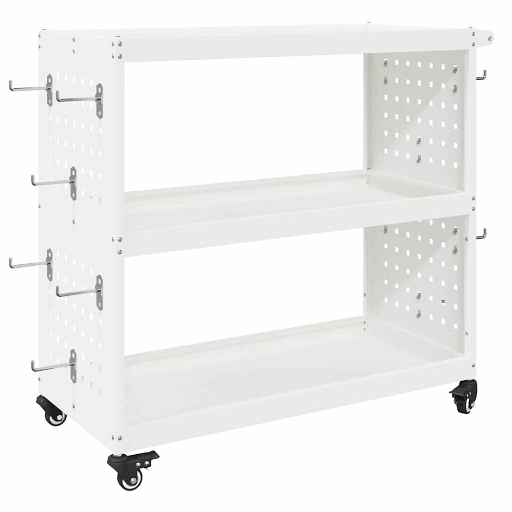 vidaXL Καρότσι εργαλείων με ράφι Λευκό 75 x 35 x 73 εκ. Κρύα χάλυβας