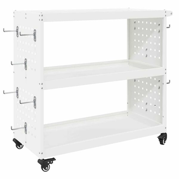 vidaXL Καρότσι εργαλείων με ράφι Λευκό 75 x 35 x 73 εκ. Κρύα χάλυβας