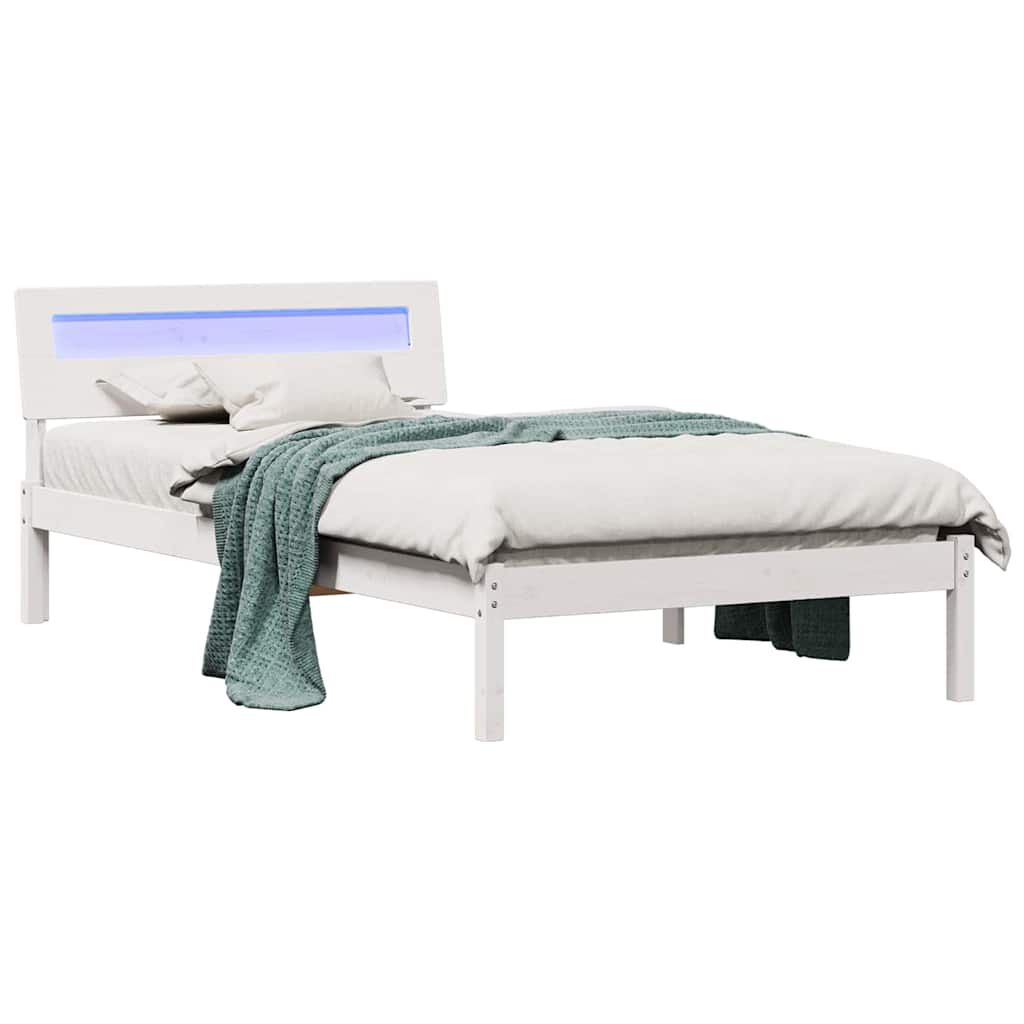 vidaXL Σκελετός Κρεβατιού Λευκό 75 x 190 cm Μασίφ ξύλο πεύκου