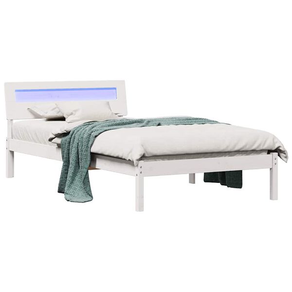 vidaXL Σκελετός Κρεβατιού Λευκό 75 x 190 cm Μασίφ ξύλο πεύκου
