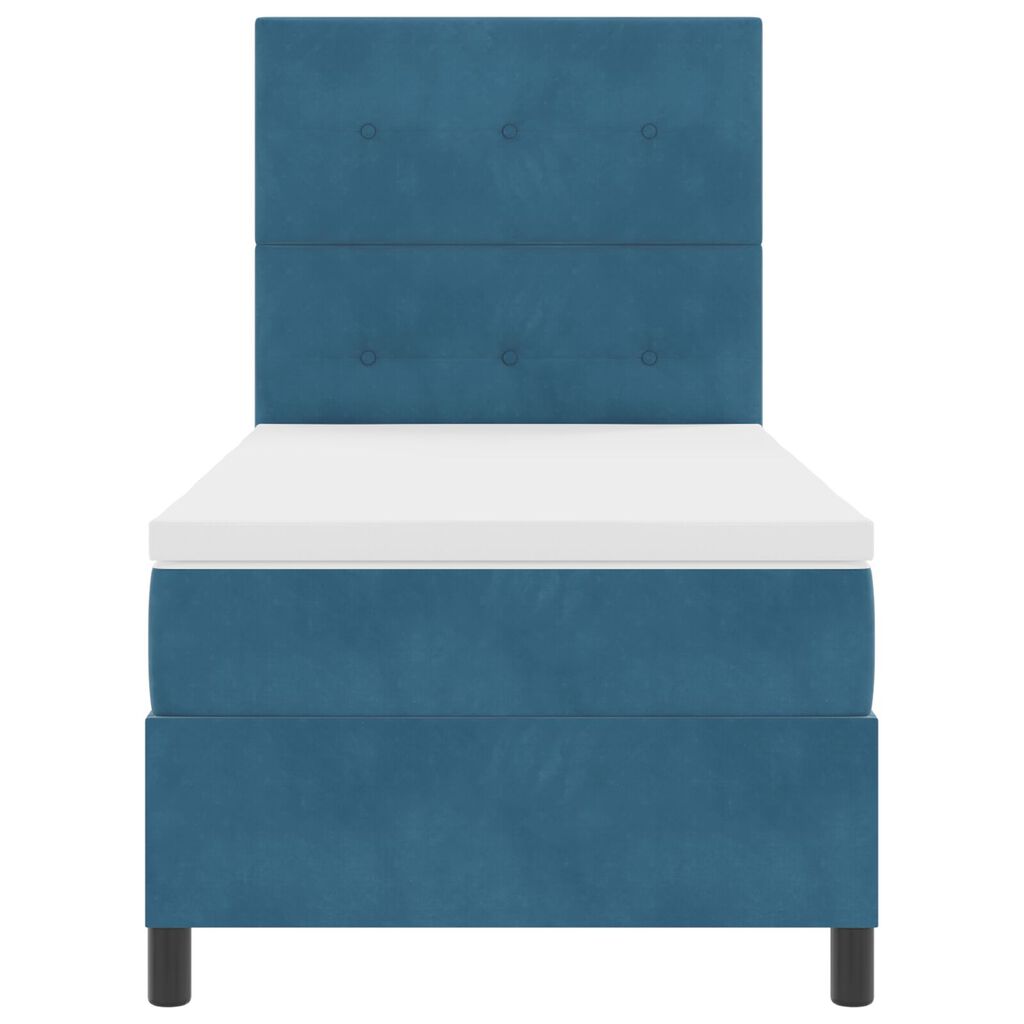 vidaXL Κρεβάτι Box Spring με Στρώμα Σκούρο Μπλε 90x200 εκ. Βελούδο