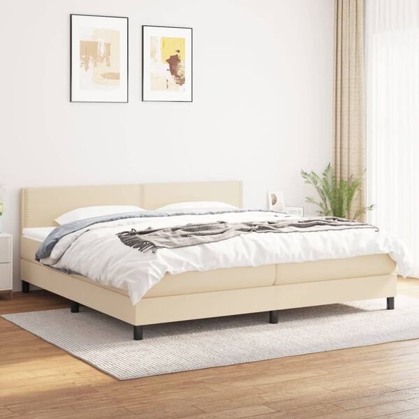 vidaXL &Kappa;&rho;&epsilon;&beta;ά&tau;&iota; Boxspring &mu;&epsilon; &Sigma;&tau;&rho;ώ&mu;&alpha; &Kappa;&rho;&epsilon;&mu; 200x200 &epsilon;&kappa;. &Upsilon;&phi;&alpha;&sigma;&mu;ά&tau;&iota;&nu;&omicron;