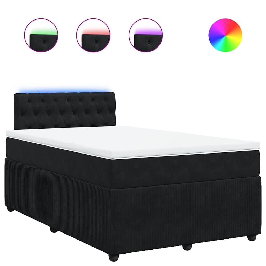 vidaXL Κρεβάτι Boxspring με Στρώμα Μαύρο 120 x 200 εκ. Βελούδινο