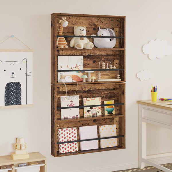 vidaXL &Rho;ά&phi;&iota; &Pi;&epsilon;&rho;&iota;&omicron;&delta;&iota;&kappa;ώ&nu; &mu;&epsilon; &rho;ά&phi;&iota; 2 pcs &Pi;&alpha;&lambda;&iota;ό &xi;ύ&lambda;&omicron; 80 x 12 x 70 &epsilon;&kappa;