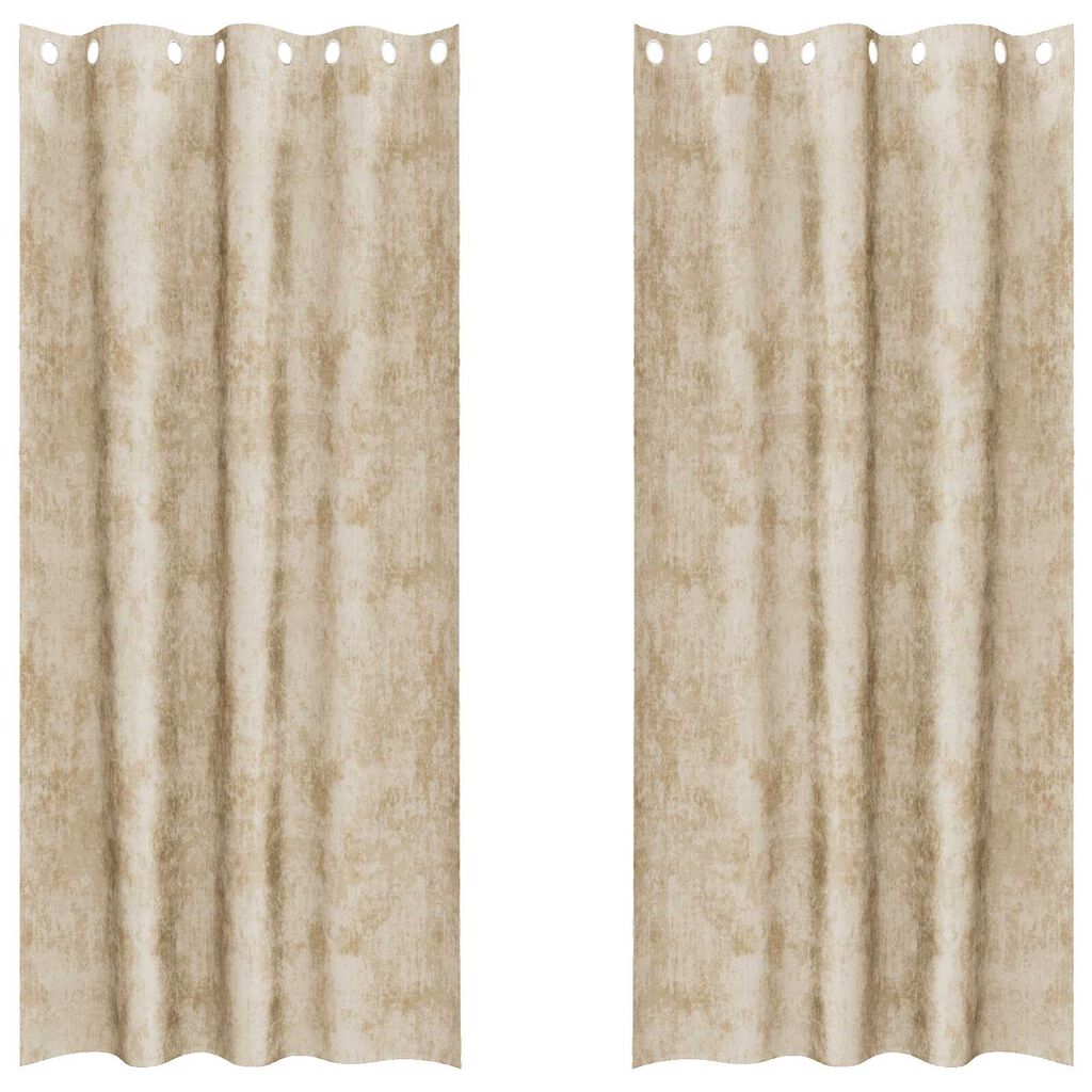 vidaXL Κουρτίνα με κουρτίνες 2 pcs Κρεμ 245 x 140 εκ. Βελούδο