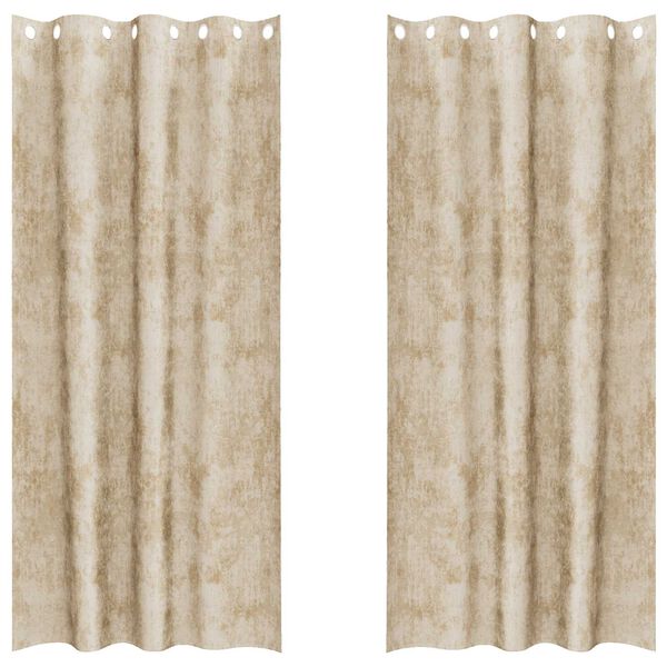 vidaXL Κουρτίνα με κουρτίνες 2 pcs Κρεμ 245 x 140 εκ. Βελούδο