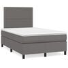 vidaXL Κρεβάτι Boxspring με Στρώμα Γκρι 120x190εκ. από Συνθετικό Δέρμα