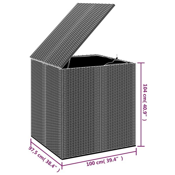 vidaXL Κουτί Μαξιλαριού Κήπου Μαύρο 100x97,5x104 εκ. Ρατάν Πολυαιθ.