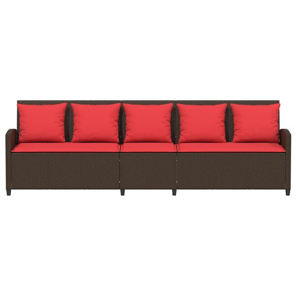 vidaXL Καναπές κήπου 5θέσιος με μαξιλάρια Brown Poly Rattan