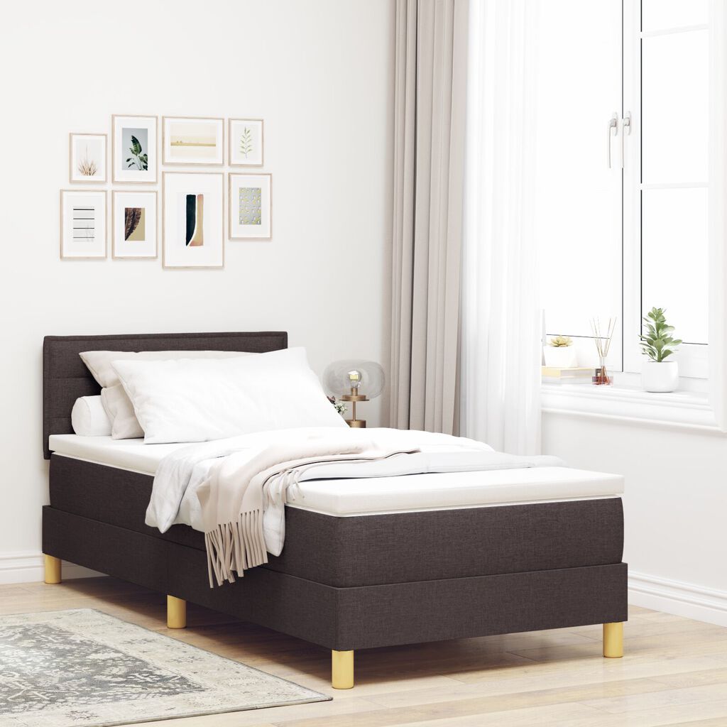 vidaXL Κρεβάτι Box Spring με Στρώμα Σκούρο Καφέ 80x200 εκ. Ύφασμα