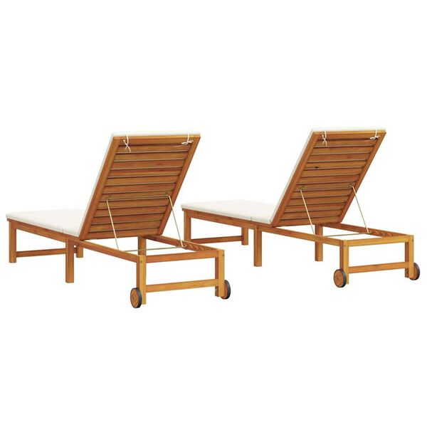 vidaXL Ξαπλώστρα 2 pcs Καφέ 53 x 202 x 89εκ Μασίφ ξύλο ακακίας