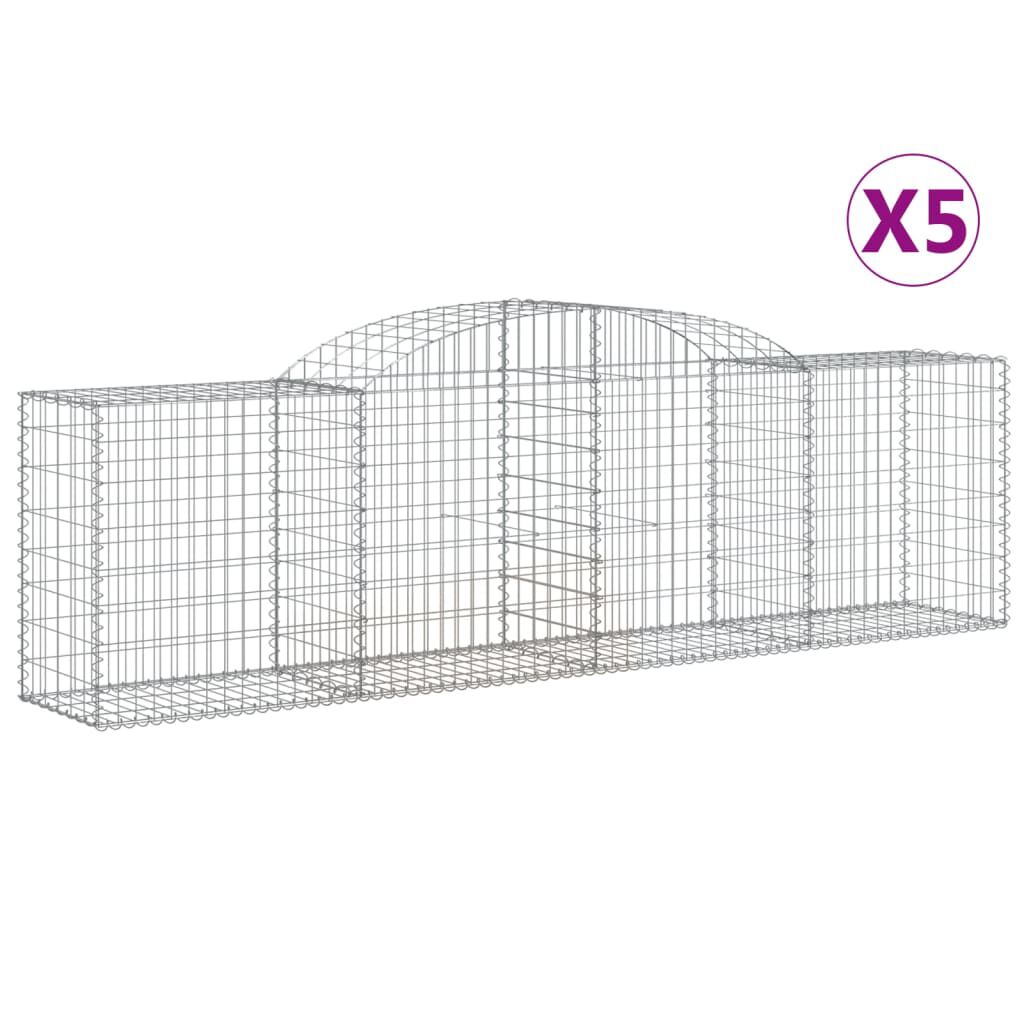vidaXL Συρματοκιβώτια Τοξωτά 5 τεμ. 300x50x80/100 εκ. Γαλβαν. Ατσάλι