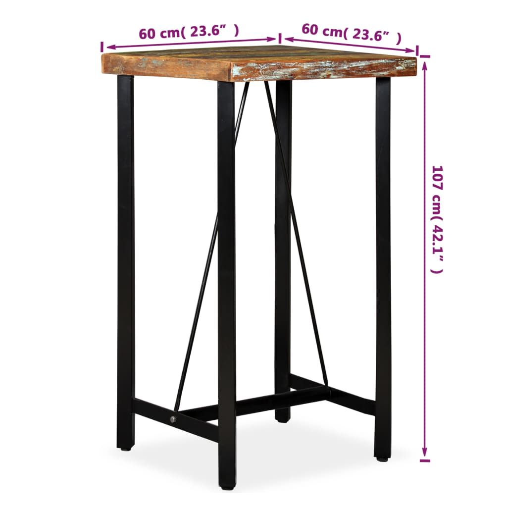 vidaXL Τραπέζι Μπαρ 60 x 60 x 107 εκ. από Μασίφ Ανακυκλωμένο Ξύλο