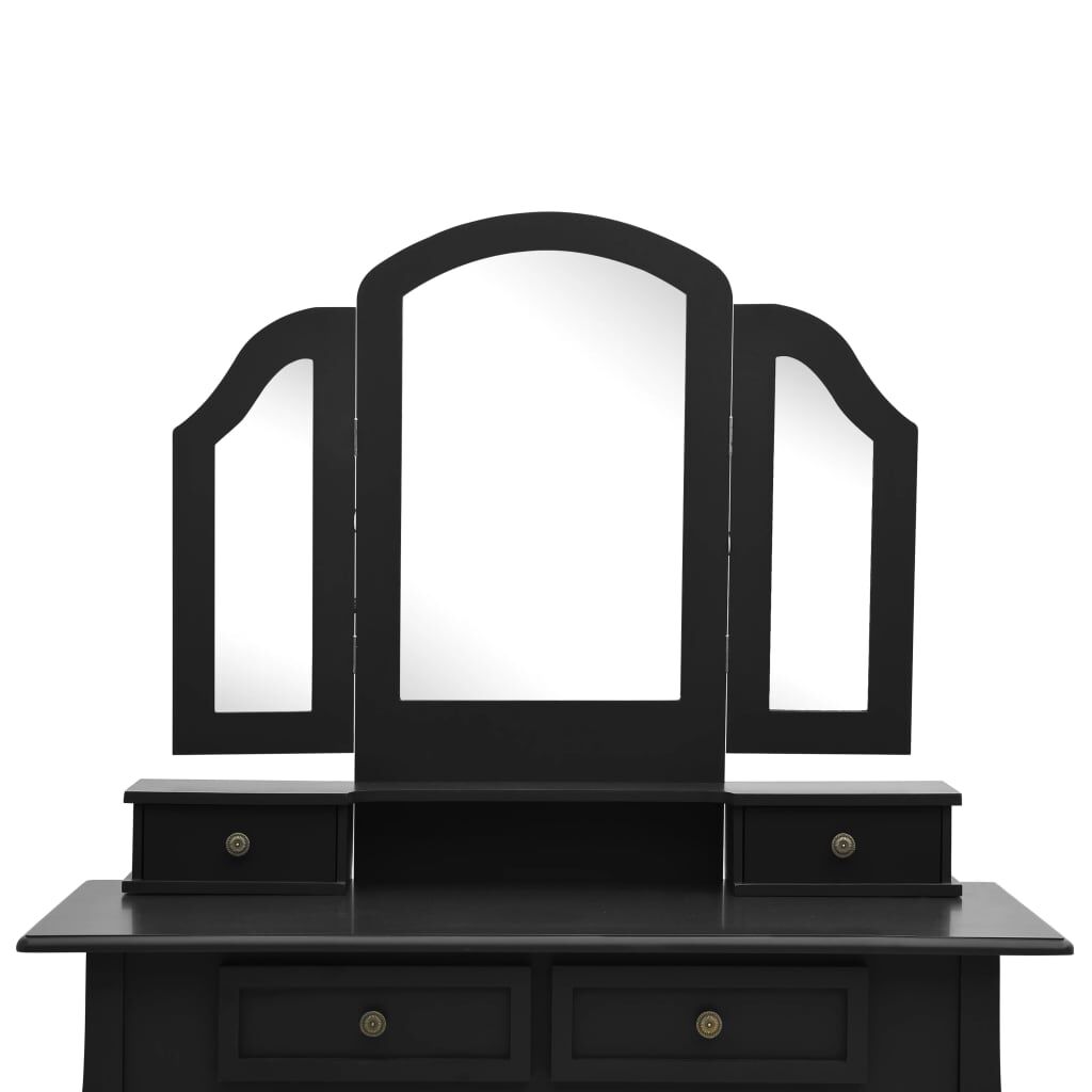 vidaXL Μπουντουάρ με Σκαμπό Μαύρο 100 x 40 x 146 εκ. Ξύλο Παυλώνιας