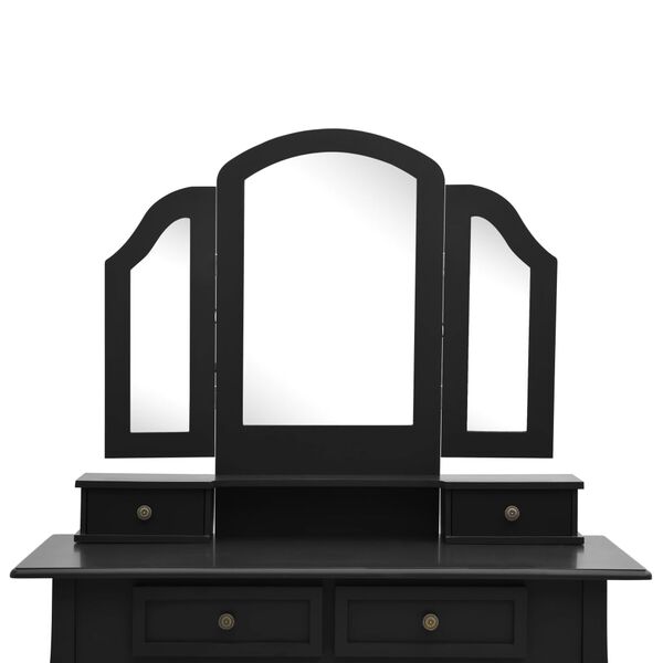 vidaXL Μπουντουάρ με Σκαμπό Μαύρο 100 x 40 x 146 εκ. Ξύλο Παυλώνιας