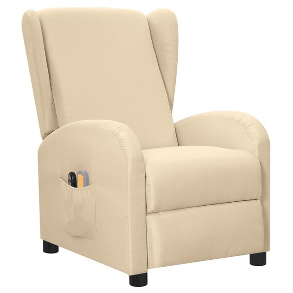 vidaXL Πολυθρόνα Μασάζ Ηλεκτρική Κρεμ Υφασμάτινη