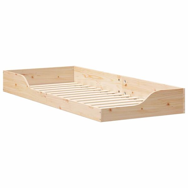 vidaXL Κρεβάτι δαπέδου Καφέ 80 x 220 cm Μασίφ ξύλο πεύκου