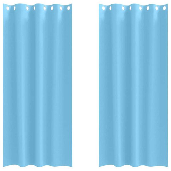 vidaXL Κουρτίνες με κουρτίνες 2 pcs Γαλάζιο Πολυεστέρας