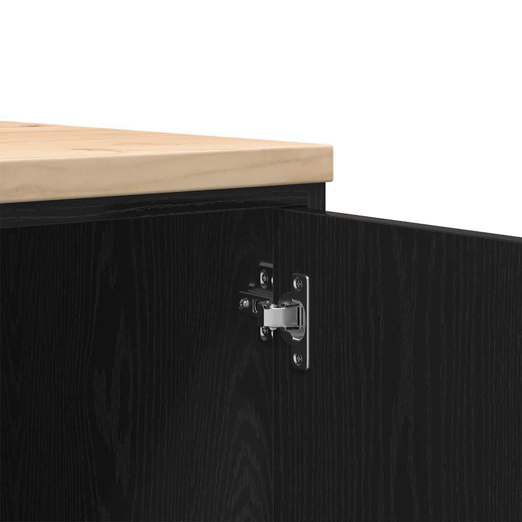 vidaXL ντουλάπι αποθήκευσης γκαράζ μαύρο 30x51x85 εκ μασίφ ξύλο πεύκο