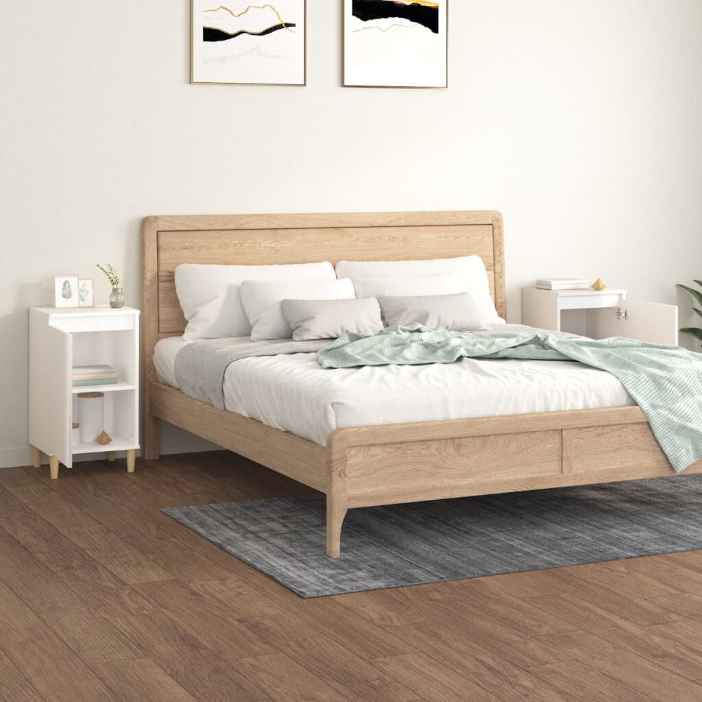 vidaXL Κομοδίνα 2 τεμ. Γυαλ. Λευκό 40x35x70 εκ. από Επεξεργασμένο Ξύλο