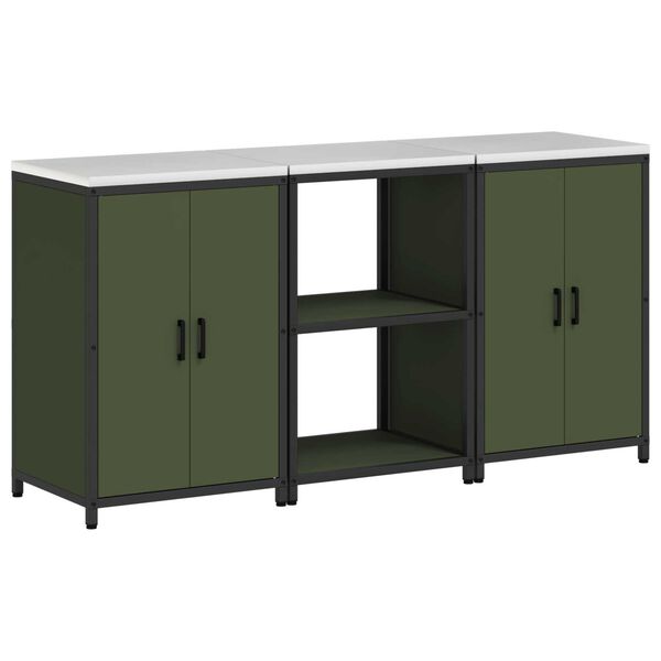 vidaXL Σετ Αποθήκευσης Κουζίνας 3 pcs Ελιά Πράσινη 180 x 50 x 92 εκ.