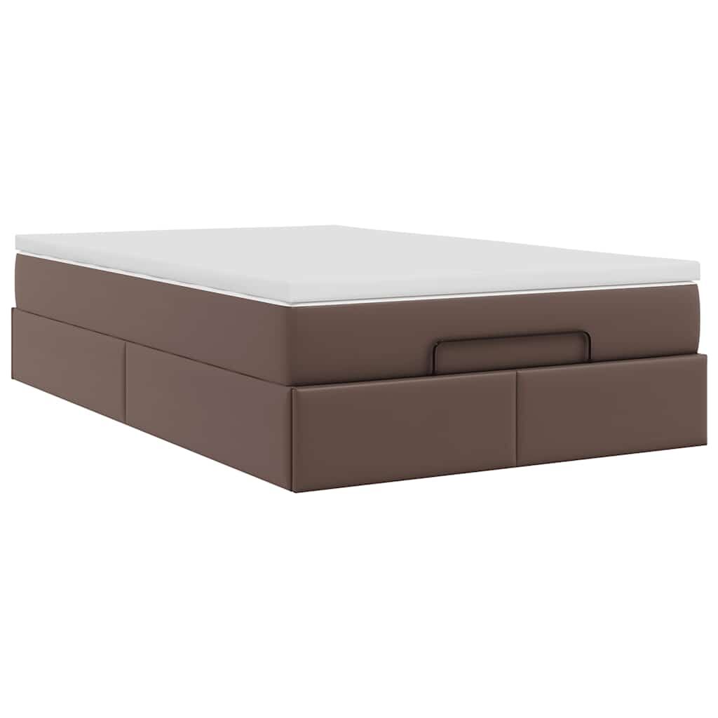 vidaXL Οθωμανικό κρεβάτι με στρώμα καφέ 120x200cm Faux Leather