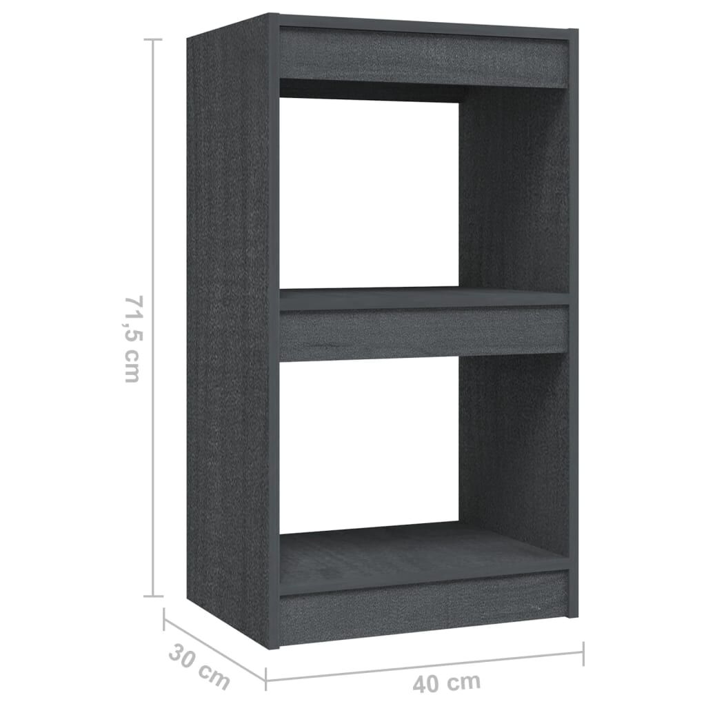 vidaXL Βιβλιοθήκη Γκρι 40 x 30 x 71,5 εκ. από Μασίφ Ξύλο Πεύκου