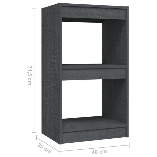 vidaXL Βιβλιοθήκη Γκρι 40 x 30 x 71,5 εκ. από Μασίφ Ξύλο Πεύκου