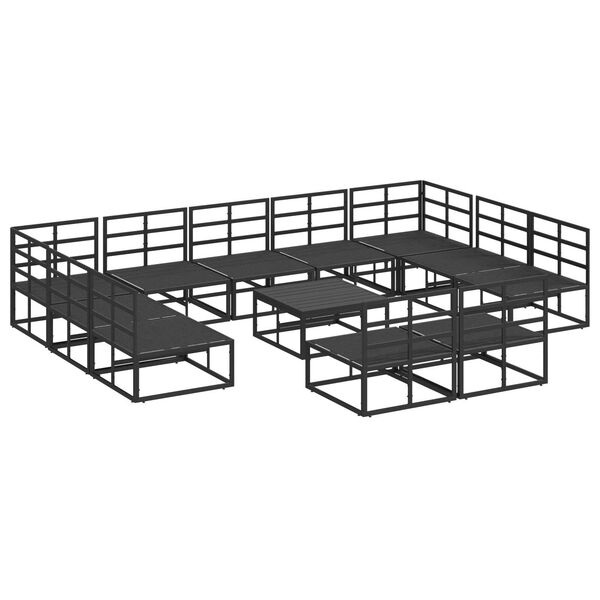 vidaXL Σετ Καναπέ Κήπου 12 pcs Μαύρο 70 x 70 x 32 εκ Αλουμίνιο