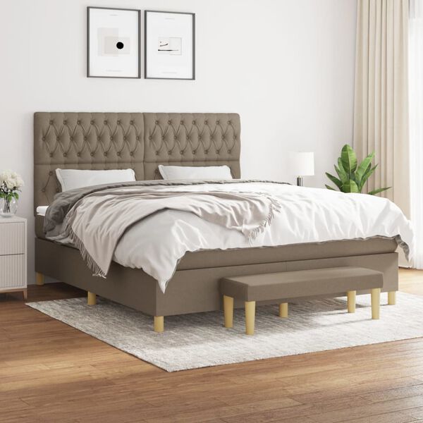 vidaXL &Kappa;&rho;&epsilon;&beta;ά&tau;&iota; Boxspring &mu;&epsilon; &Sigma;&tau;&rho;ώ&mu;&alpha; Taupe 180x200 &epsilon;&kappa;. &Upsilon;&phi;&alpha;&sigma;&mu;ά&tau;&iota;&nu;&omicron;