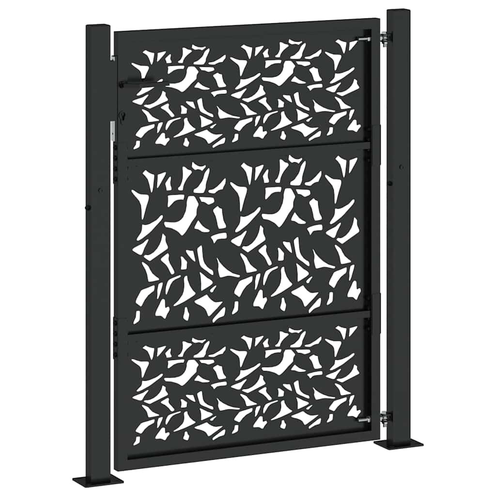 vidaXL Πύλη κήπου Μαύρη 105x130 cm Σχεδιασμός φύλλων χάλυβα