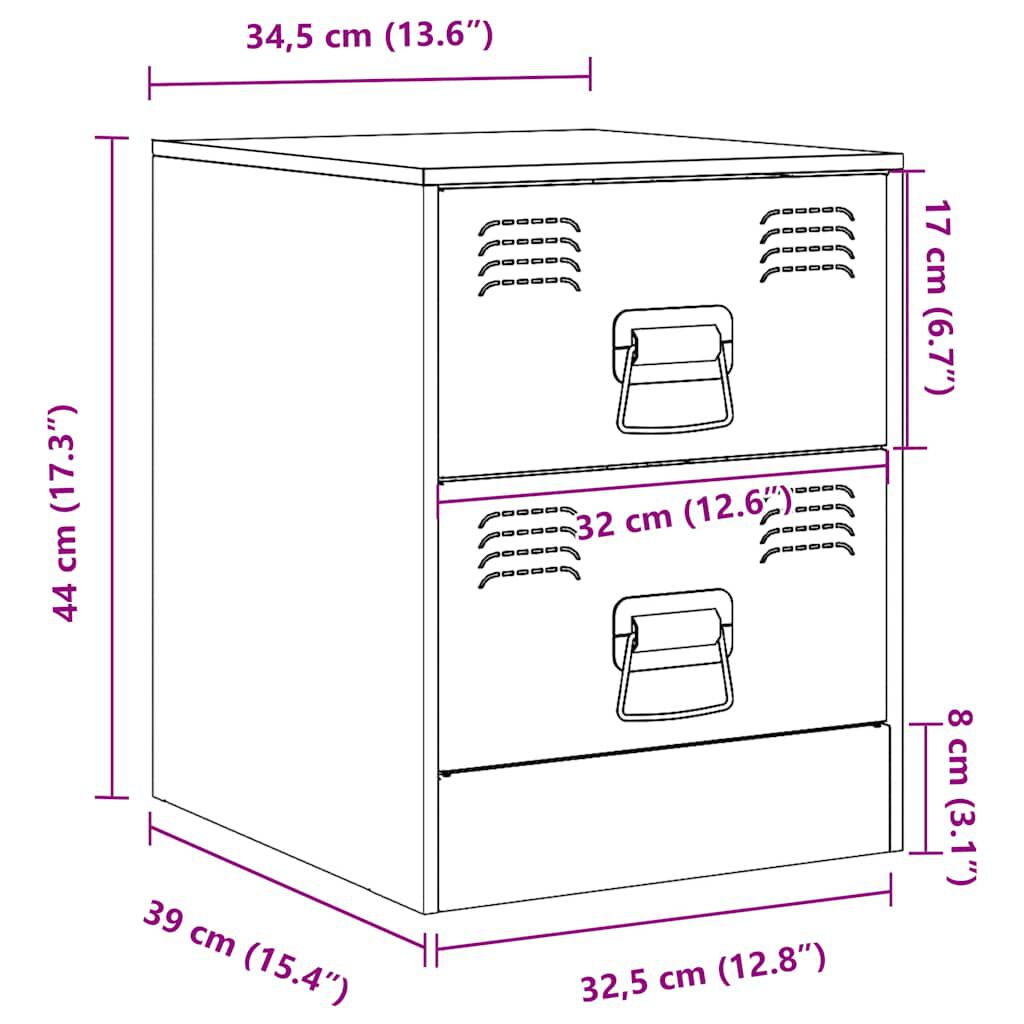 vidaXL Κομοδίνο Ροζ 34,5 x 39 x 44 εκ. από Χάλυβα