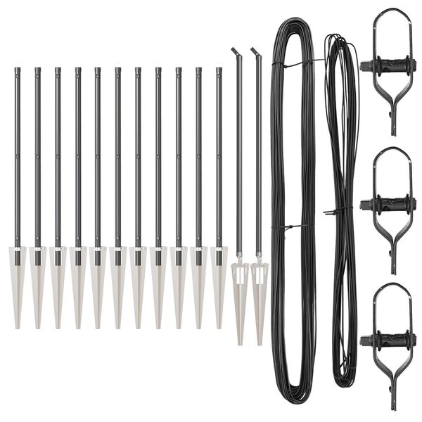 vidaXL Πό posts φράχτη 13 pcs Γκρι Ø32mm 100 εκ. Γαλβανισμένος χάλυβας