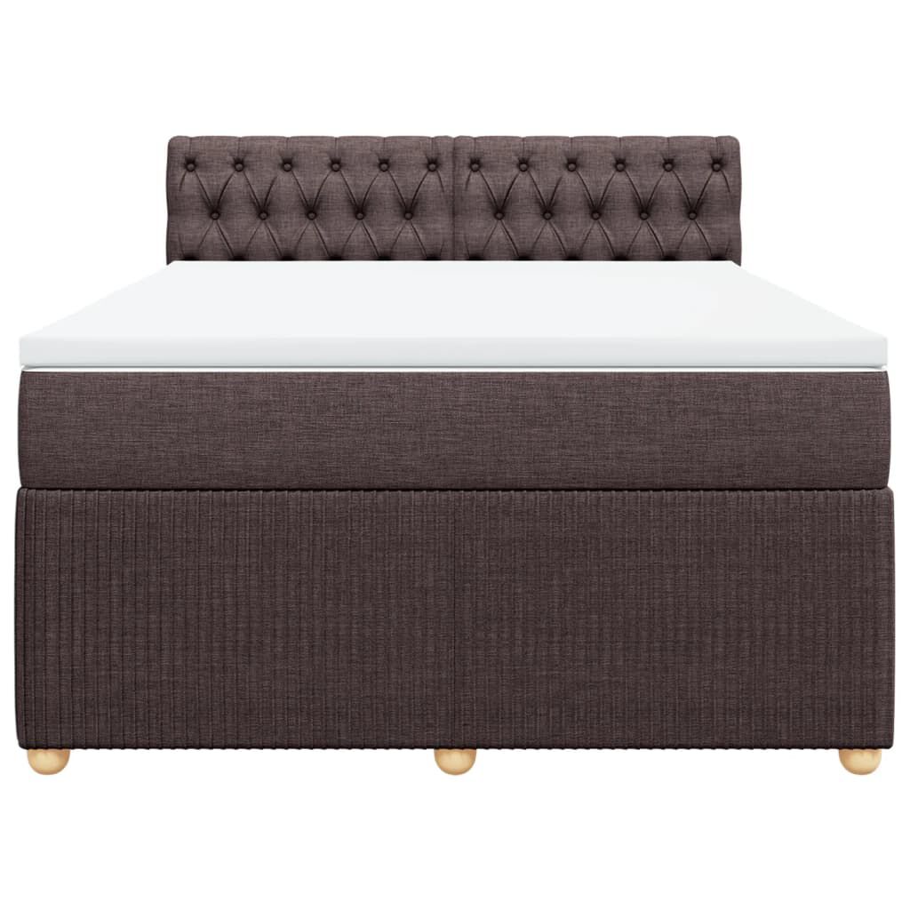 vidaXL Κρεβάτι Boxspring με Στρώμα Σκούρο Καφέ 140x200 εκ Υφασμάτινο