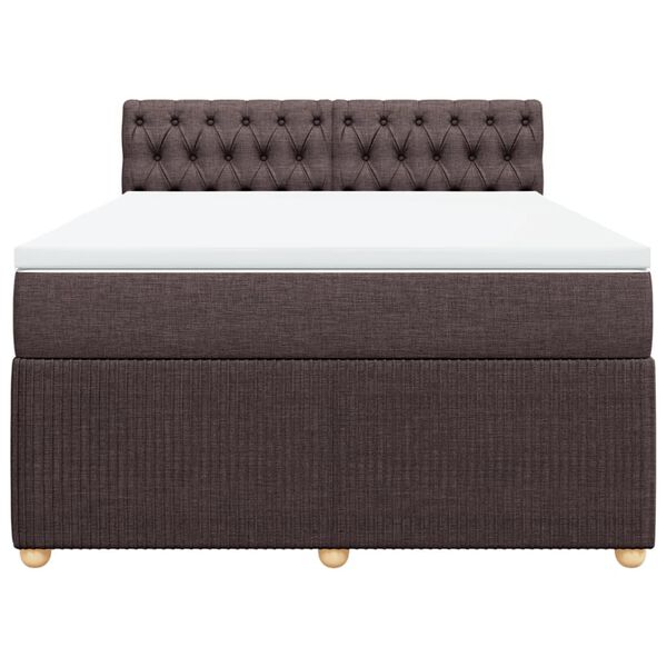 vidaXL Κρεβάτι Boxspring με Στρώμα Σκούρο Καφέ 140x200 εκ Υφασμάτινο