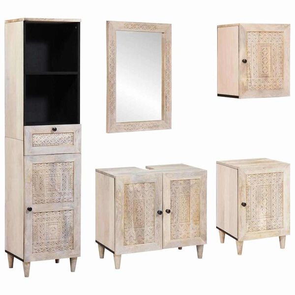 vidaXL Σετ Επίπλων Μπάνιου με συρτάρι 5 pcs Λευκό 38 x 33 x 160 εκ.