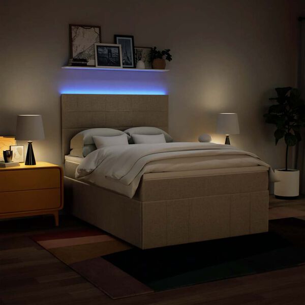 vidaXL &Kappa;&rho;&epsilon;&beta;ά&tau;&iota; Boxspring &mu;&epsilon; &Sigma;&tau;&rho;ώ&mu;&alpha; &Kappa;&rho;&epsilon;&mu; 140x190 &epsilon;&kappa;. &Upsilon;&phi;&alpha;&sigma;&mu;ά&tau;&iota;&nu;&omicron;