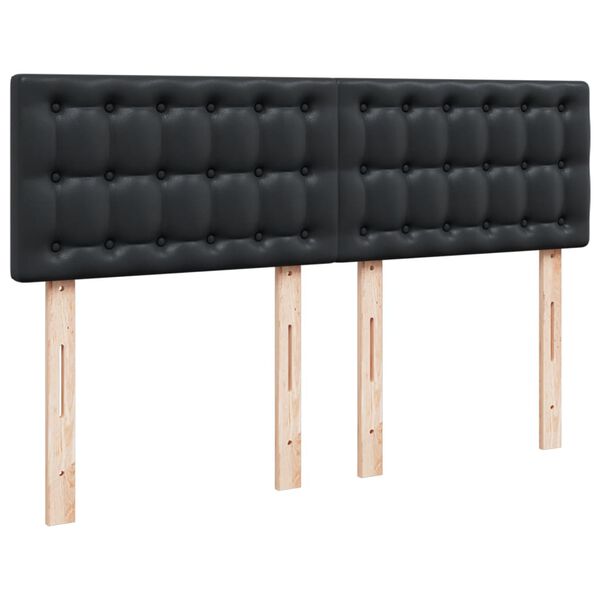 vidaXL Κρεβάτι Boxspring με Στρώμα Μαύρο 160x200εκ.από Συνθετικό Δέρμα