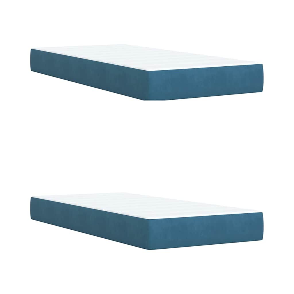 vidaXL Κρεβάτι Boxspring με Στρώμα Μπλε 200x200 εκ. Βελούδινο