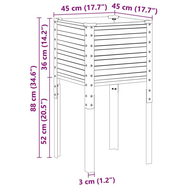 vidaXL Ζαρντινιέρα Κήπου Ανθρακί 45x45x88 εκ. από Ατσάλι