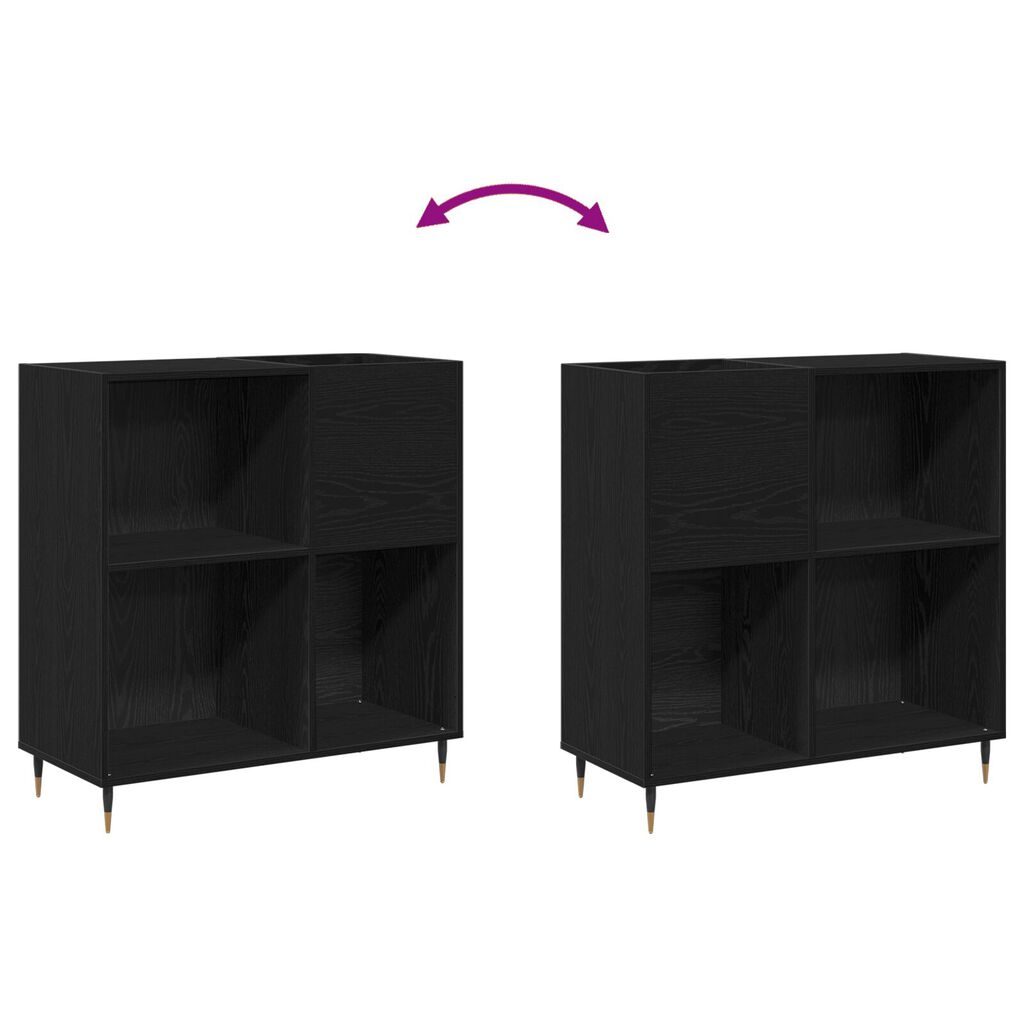 vidaXL Ντουλάπι Δισκογραφίας Μαύρη Δρυς 84,5x38x89 εκ Επεξεργασμένο Ξύλο