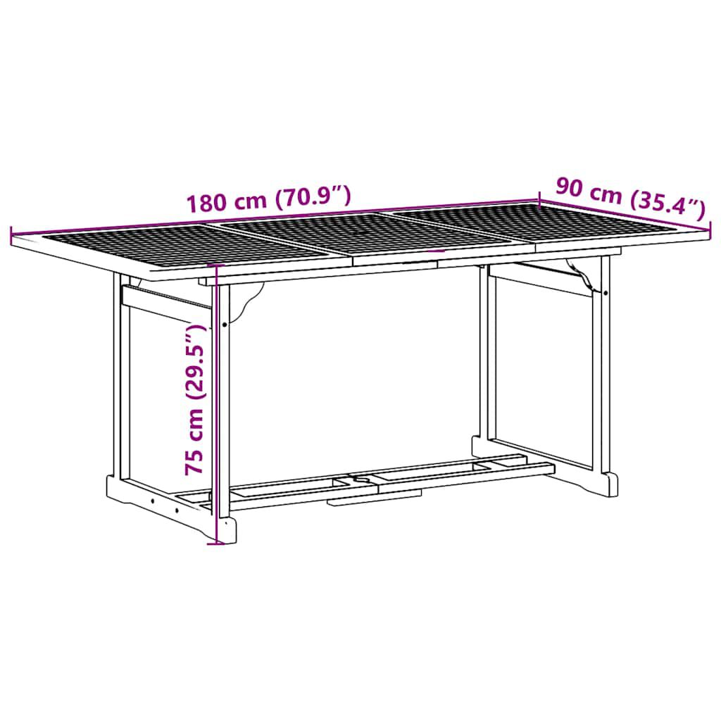 vidaXL Σετ Τραπεζαρίας Κήπου 7 Τεμαχίων 180x90x75 εκ. Μασίφ Ακακία