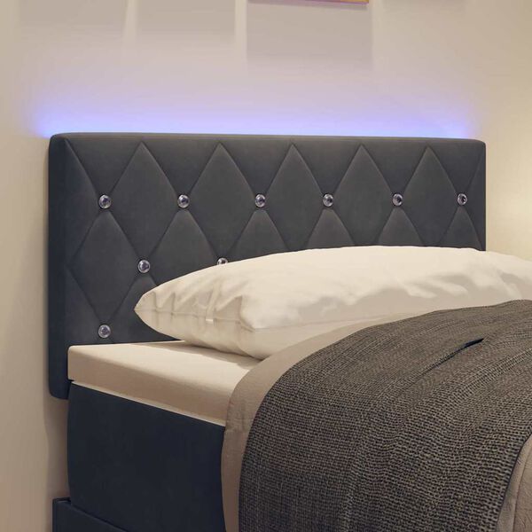 vidaXL Κεφαλάρι LED με φώτα λωρίδας LED Σκούρο γκρι 80 cm Βελούδο