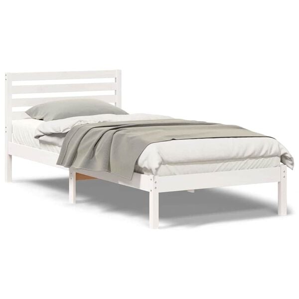 vidaXL Σκελετός Κρεβατιού Λευκό 80 x 220 cm Μασίφ ξύλο πεύκου