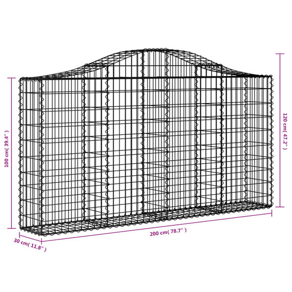 vidaXL Συρματοκιβώτια Τοξωτά 4 τεμ. 200x30x100/120 εκ. Γαλβαν. Ατσάλι