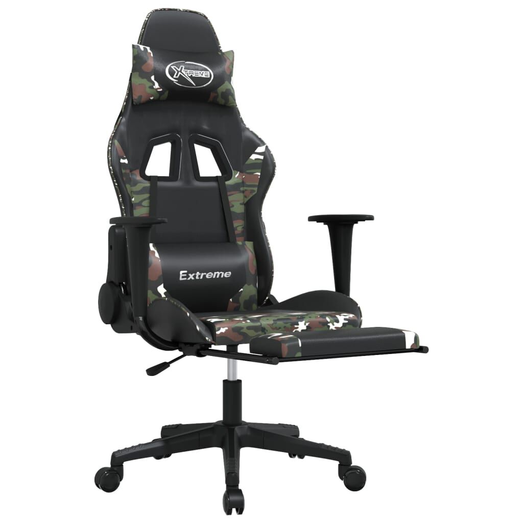 vidaXL Καρέκλα Gaming Μασάζ Υποπόδιο Μαύρο/Παραλλαγή Συνθετικό Δέρμα