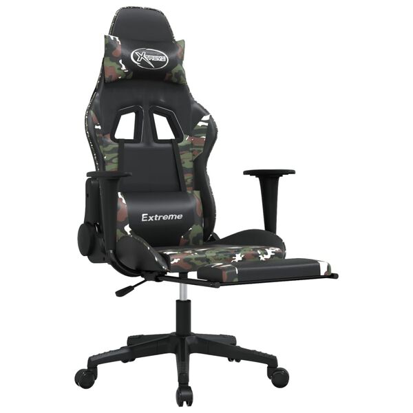 vidaXL Καρέκλα Gaming Μασάζ Υποπόδιο Μαύρο/Παραλλαγή Συνθετικό Δέρμα