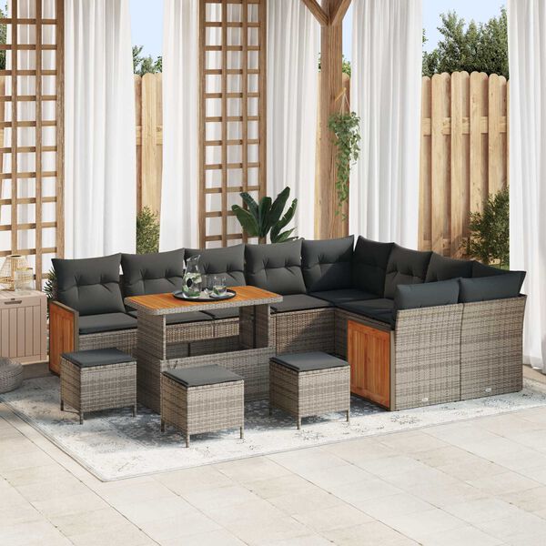 vidaXL Σετ Καναπέ Κήπου με μαξιλάρι 13 pcs Γκρι 110 x 55 x 71 εκ